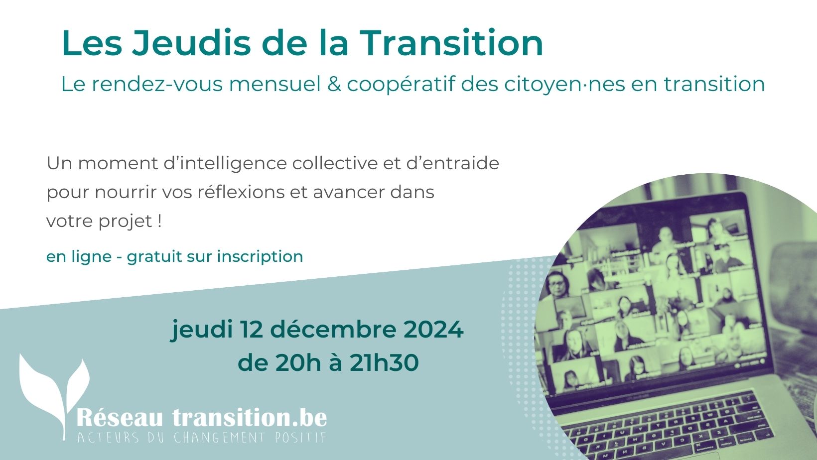 Jeudi de la Transition : rencontre support en ligne -12 décembre 2024