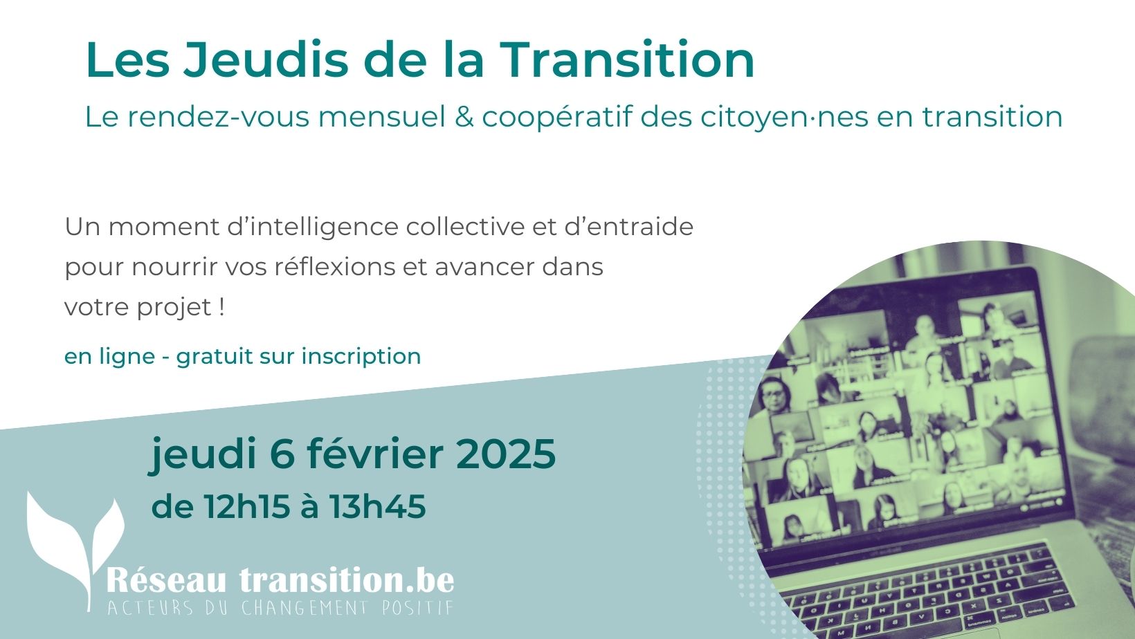 Jeudi de la Transition : rencontre support en ligne - 6 février 2025